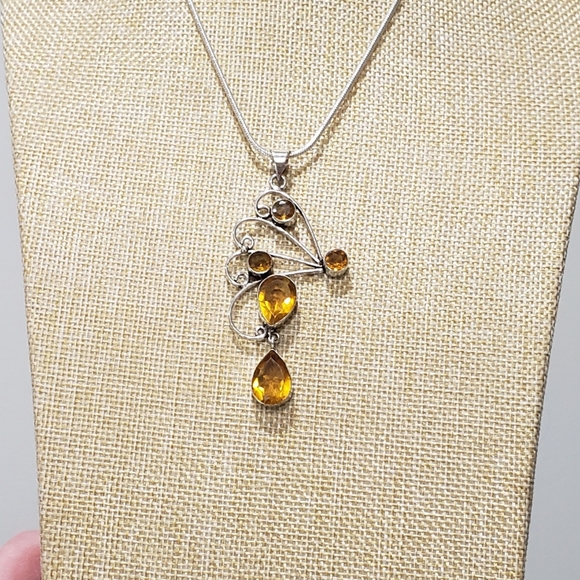 Beautiful Handmade Large Citrine Gemstone 925 Pendant Necklace - Picture 7 of 12